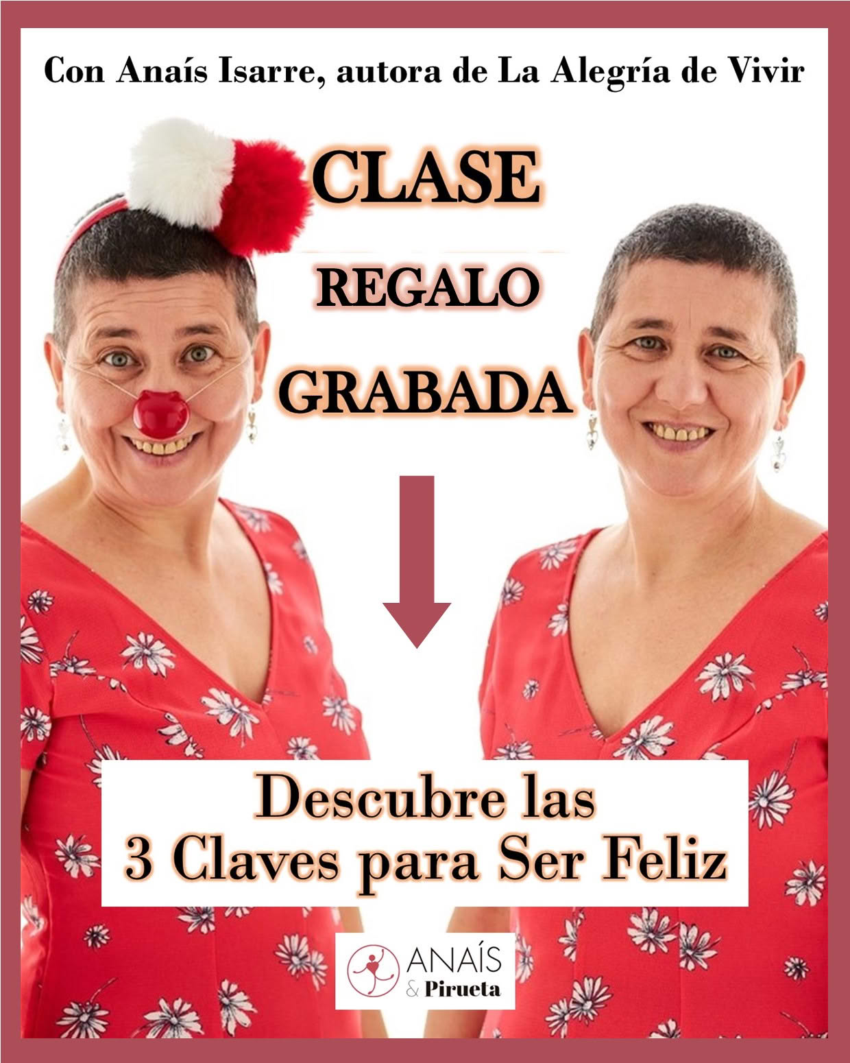 cartel clase de regalo de anaís y Pirueta con las dos mirando a cámara.